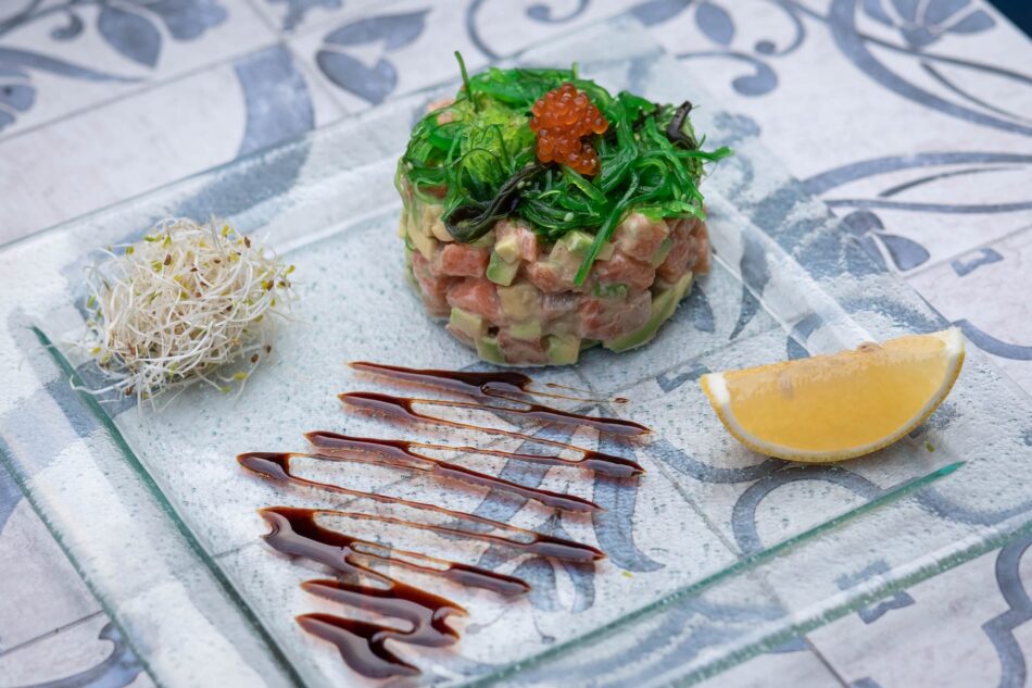 tasty salmon and vegetable salad