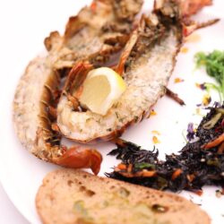 the best way to grill lobster steak with roasted veggies