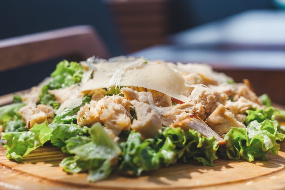 close up of caesar salad