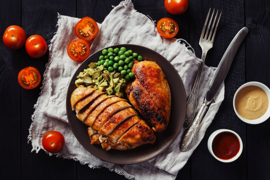 How to grill chicken breast & delicious fried vegetables